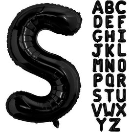 Black Letter S Balloons, 40 Inch Alphabet S Letter Balloons Foil Mylar Big Letter Balloons for Birthday Party Anniversary New Year Graduation Wedding Decorations