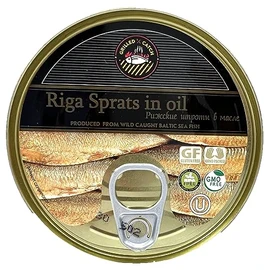 Latvian Smoked Riga Sprats in Oil 5.6 Oz. Tin Pack of 24
