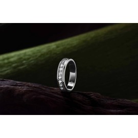 SweetJew Mens wedding Band 925 Sterling Silver Rings For Men 14K White Gold Plated 1ct 9 Round 5A CZ Promise Rings For Him Size 7