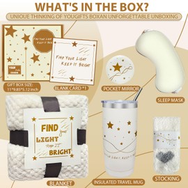 Gift Basket for Women,Encouraging Care Package for Recovery,Cozy Blanket & Self-Care Essentials-White