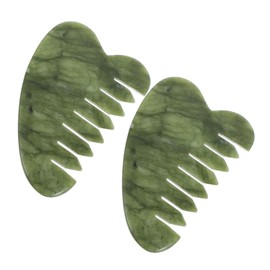 Gatuida 2pcs Natural Jade Scalp Massage Comb Multi Functional Facial Tool for Exfoliating Guasha Scraping and Relaxing Head Spa Lightweight Portable Beauty Accessory for Enhanced Skincare