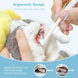 MISSELF Cat Toothbrush Ultra Soft Bristles, 3 Styles Pet Tooth Brushes for Cats or Small Dog, Silicone 360 Cylinder Head Kitten Teeth Brush, Micro Head Pet Dental Care White Stoarge Box