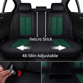 Coverado Seat Covers Full Set, Car Seat Covers Front Seat and Back Seat, Breathable Fabric&Leather Car Seat Protectors, Universal Seat Covers for Cars, Compatible with Most Cars (Green, FullSet)