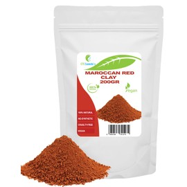 Moroccan Red Clay - 200g - DIY Face Masks, Body Masks, Hair Masks, Gentle Scrubs and Scrubs, Soap Making, Anti-Ageing and Skin Tightening, Natural