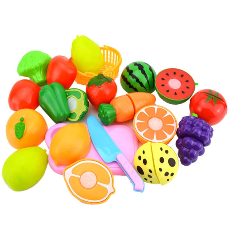 23pcs/set Kids Educational Gift Toy Plastic Kitchen Cut Fruits Kids