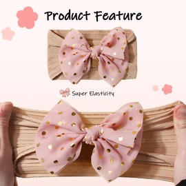 5 Pcs Baby Chiffon Bow Headbands Baby Girls Nylon Handmade Headband Soft Stretchy Hairbands for Newborn Infant Toddler 0-3Years