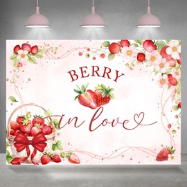 Rsuuinu Berry in Love Bridal Shower Backdrop Strawberry Floral Bride to Be Engagement Photography Background Miss to Mrs Proposal Wedding Party Decorations Banner Photo Booth Studio Props 7x5ft