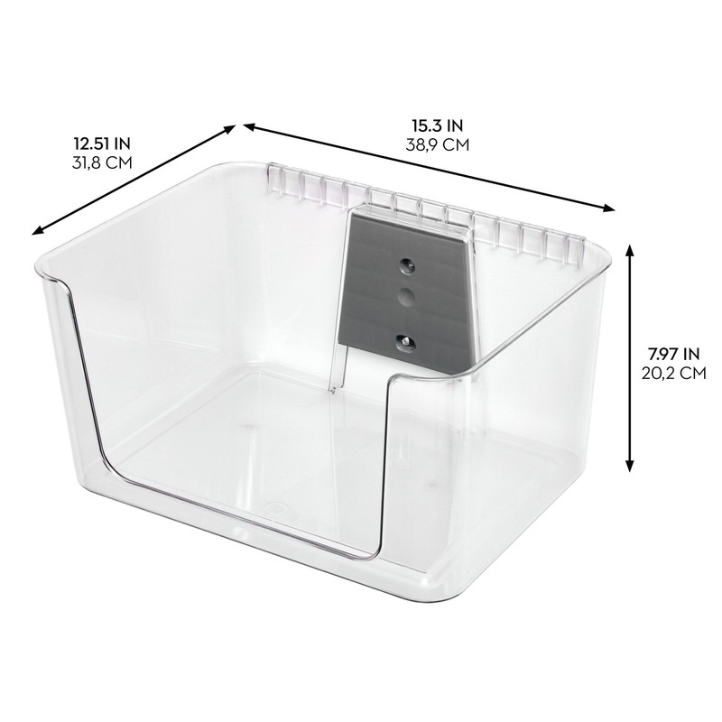 InterDesign iDesign Large Wallspace Open-Front Bin and Bracket - Wall-Mounted