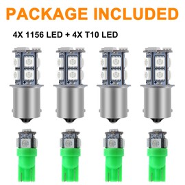 GLOFE 8Pcs Green Interior Map Dome Light LED Bulbs Compatible with 1987-1996 Ford F-150 F-250 Bronco
