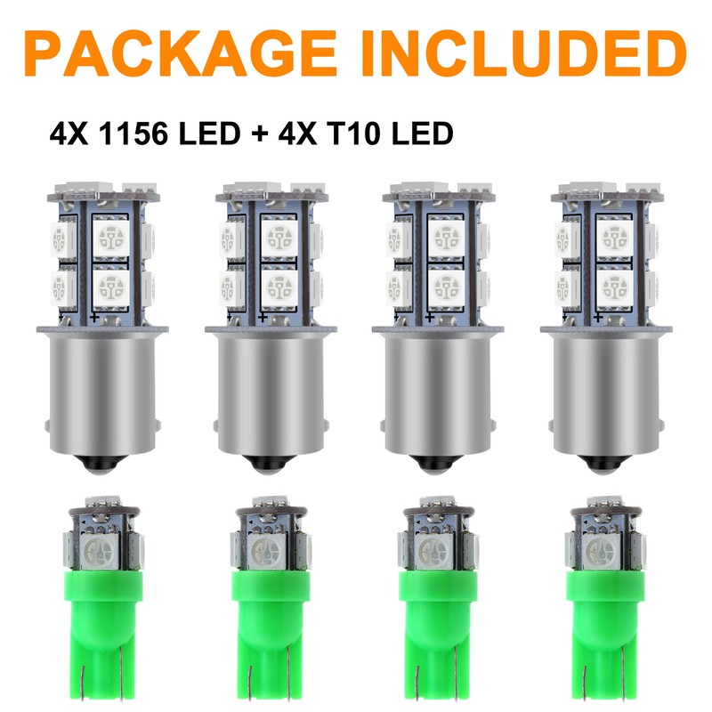 GLOFE 8Pcs Green Interior Map Dome Light LED Bulbs Compatible