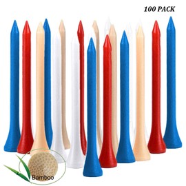 Amy Sport Golf Tees 2-3/4 inch Wood Bulk Measure Stripes Lines Marker Set of 100, White Wooden Tee 70mm Height Indication Gifts for Men Women Kids