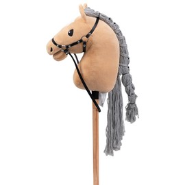 BEJOY Stick Horse Hobby Horse Toy, Horse on a Stick with Halter and Reins, Hobby Horsing Gift for Children Girls, Big Hobby Horse, Khaki