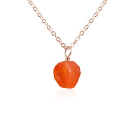 Carnelian Raw Crystal Pendant Necklace in 14k Rose Gold Fill