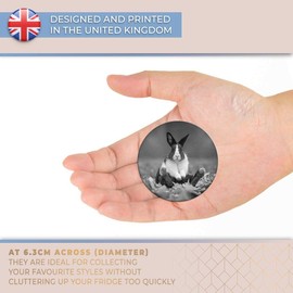 Destination Vinyl ltd Magnet for Refrigerator, Fridge BW - Black & White Rabbit Animals Pets Cute for Office, Cabinet and Whiteboard, Magnetic Stickers, 41384