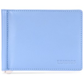 LEABAGS Scranton genuine calfskin leather wallet in vintage style - HyacinthBlue