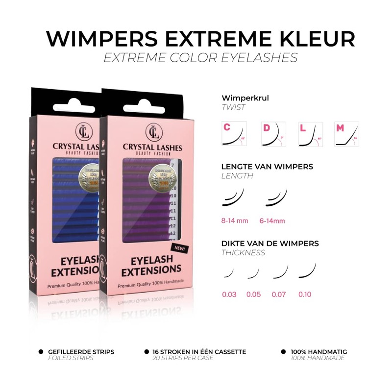 Eyelashes Extreme Volume Crystal Lashes Mix 0.07 Mix 6-14 mm