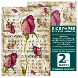 Rice Paper for Decoupage A4 Patterns, Mosaics, Vintage Maps, Art Works, Religious Quotes on Rice Paper (Amazing Grace - 2 Sheets)