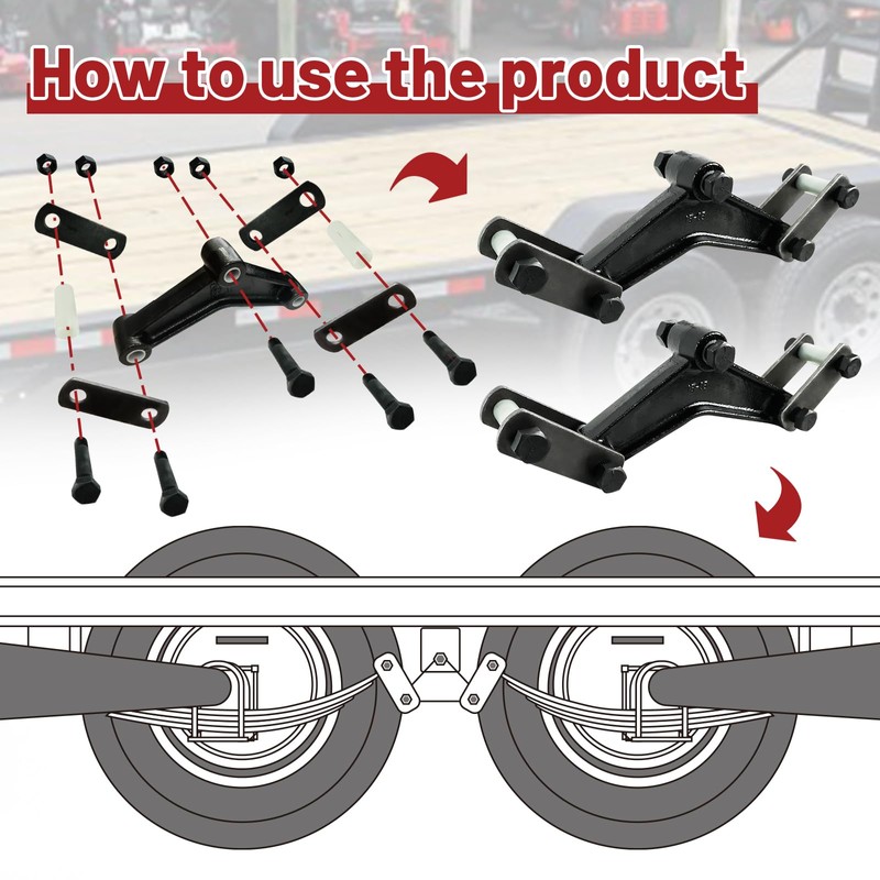 SENKEYFE Trailer Shackle Kit, Heavy Duty Tandem Trailer Axle Shackle