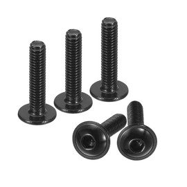 sourcing map Flanged Button Head Socket Cap Screws, 100 Pcs M4x18mm - 304 Stainless Steel Socket Drive Fasteners Bolts, Fully Thread Machine Screws for Furniture Installation (Black)