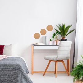 Relaxdays Cork Notice Boards, Set of 14, Hexagonal Cork Walls, Office Notice Boards with Pins & Clips, H x D: 17.5 x 20 x 0.5 cm, Natural