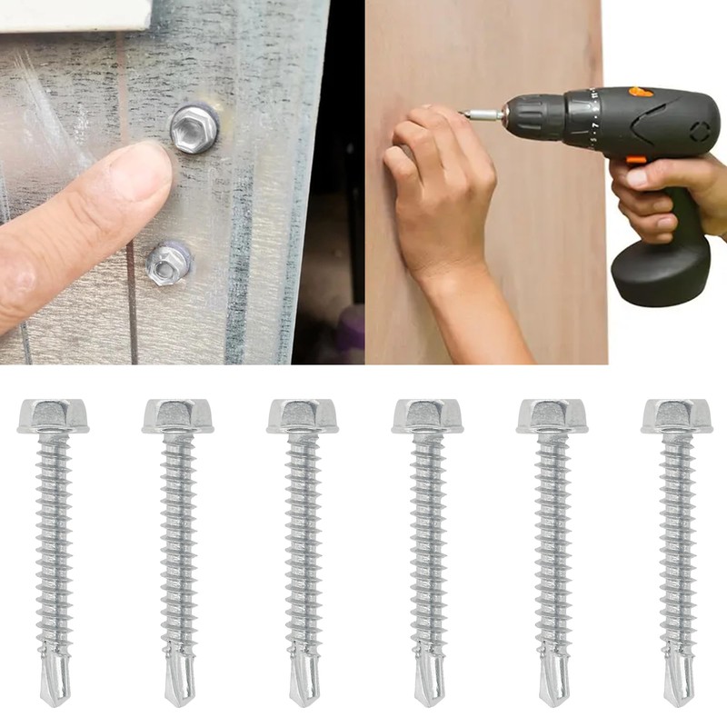 120 PCS Stainless Steel Outer Hex Self Tapping Self Drilling