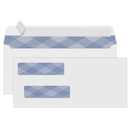 500#8 Self Seal Business Envelopes, PANDRI No.8 Double Window Design for Business and Quickbooks Check(invoice not fit), Documents Secure Mailing - Number 8 Size 3 5/8 X 8 11/16-24LB