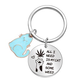 ORZOESD Cat Lover Gift For Women Cute Cat Keychain Cat Owner Must Haves Jewelry Cat Themed Stuff Weed Event Gift Cat Whisperer Jewelry Cat Dad Jewelry Cat Gift Cat Mom Mothers Day Keychain