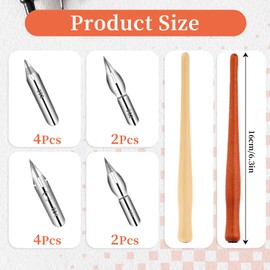 14 Pcs Dip Pen Set Nib Pen Holder Comic Pen Nib Set G Pen Ink Nib Calligraphy Pen Nibs Wooden Drawing Pen Holder with Stainless Steel Pen Nibs Dip Pens for Writing, Painting, Signing