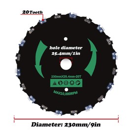 CZS 9" Brushcutter Chainsaw Tooth Blade,20T Chainsaw Tooth Brush Cutter Blade,2 Pack (Adapter Included)