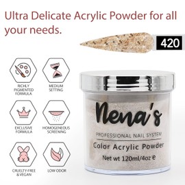 Nena's Superior Sculpting Powder Professional Acrylic Nail System wide color palette 4.0 oz (420)