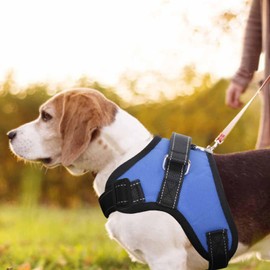Dog Harness No Pull, Breathable Adjustable Pet Harness Dog Vest Harness, Reflective Oxford Easy Control Dog Harness with Sturdy Handle for Small Medium Large Dogs M-Blue