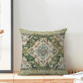 Yxuiyal Boho Pillow Covers 20x20 Set of 2 Sage Green Vintage Carpet Throw Pillow Covers Outdoor Outdoor Bohemian Rug Pattern Decorative Pillowcase Farmhouse Decor Linen Cushion Cover for Sofa Couch