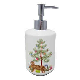 Caroline's Treasures CK4569SOAP Bengal #2 Cat Merry Christmas Ceramic Soap Dispenser Hand Soap Dispenser Pump Bottles for Bathroom Kitchen, Empty Refillable Liquid Soap Container