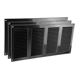 Vent Systems 16" x 8" Inch (Overall Dimensions) Pack of 3 - Black - Air Vent Cover Metal Air Return Grill with Built-in Pest Guard Screen HVAC Vent Duct Cover for Home Improvement