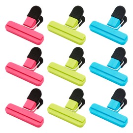 bag clips for Food Storage,9 Pieces Food Bag Clips for Kitchen Storage Clip,Airtight,3 Colours Sturdy Food Clips for Sealing Food keeping food fresh Plastic Clips for Home, Kitchen and Office