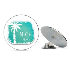 Nice France Round Metal 0.75" Lapel Pin Hat Shirt Pin Tie Tack Pinback