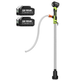 TaskStar Cordless Stick Water Transfer Pump, 2×4000mAh 21V Rechargeable Battery, 720GPH High Flow, 32FT Lift, Portable Utility Sump Pump for Pool/Garden/Pond/RV/Boat/Basement/Rain Barrels Draining