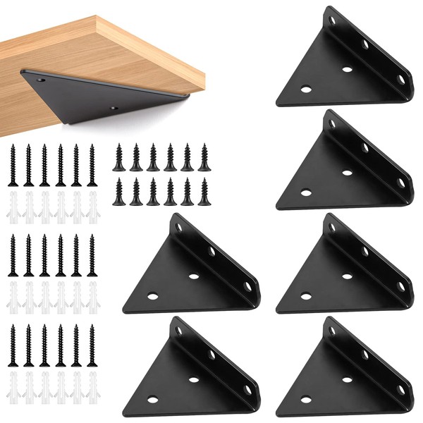 Nizirioo Pack of 6 Shelf Brackets, Invisible Floating Shelf Brackets,