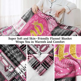 COZYCRIB 40th Birthday Gifts for Women Blanket Gifts Throw Blanket 40th Birthday Decorations Birthday Presents for Her Wife Mum Women Sister Friends Soft Flannel Blanket 50"x60"
