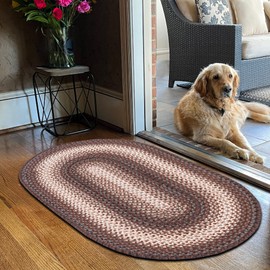 Homespice Driftwood Oval Rugs, Ideal as Country Braided Rugs for Kitchen Floor and Reversible Bathroom Rugs - Durable, Pet Friendly and Flat - A Stain Resistant and Water Absorbing Rug, 20x30 Inches