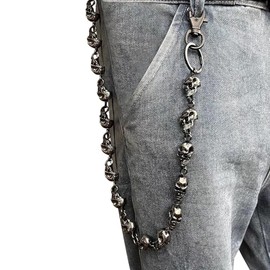 SOYANGNEK Pants Chain, Zinc Alloy, Hip Hop, Jeans, Stylish, Restored, Durable, Skull Head, Trouser Chain, Wallet Chain, Key Chain, 21.7 inches (55 cm)