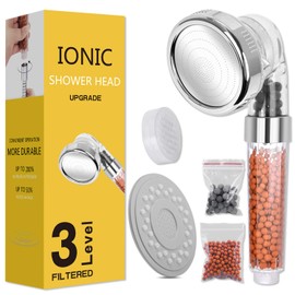 Magichome Shower Head, Upgraded 3-Layer Filtration Ionic Handheld Higher Pressure Water Saving 3 Modes Universal Bath Shower, Contains Additional Replaceable Stone