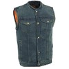 Milwaukee Leather Men's Snap Front Denim Club Style Vest w/Gun