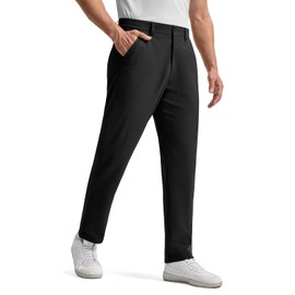 Rdruko Men's Golf Pants Stretch Quick Dry Lightweight Casual Dress Pants with Pockets Elastic Waist, Black, US 32
