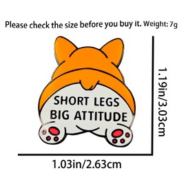 Leraverppy Enamel Pin,SHORT LEGS BIG ATTITUDE Lapel Pin,Corgi's Buttocks Brooch,Cute Cartoon Dog Badge,Gift For Dog Lover Teen Friends Family DIY Decor Canvas Bag Backpack Shirt Jacket Shirt Accessory