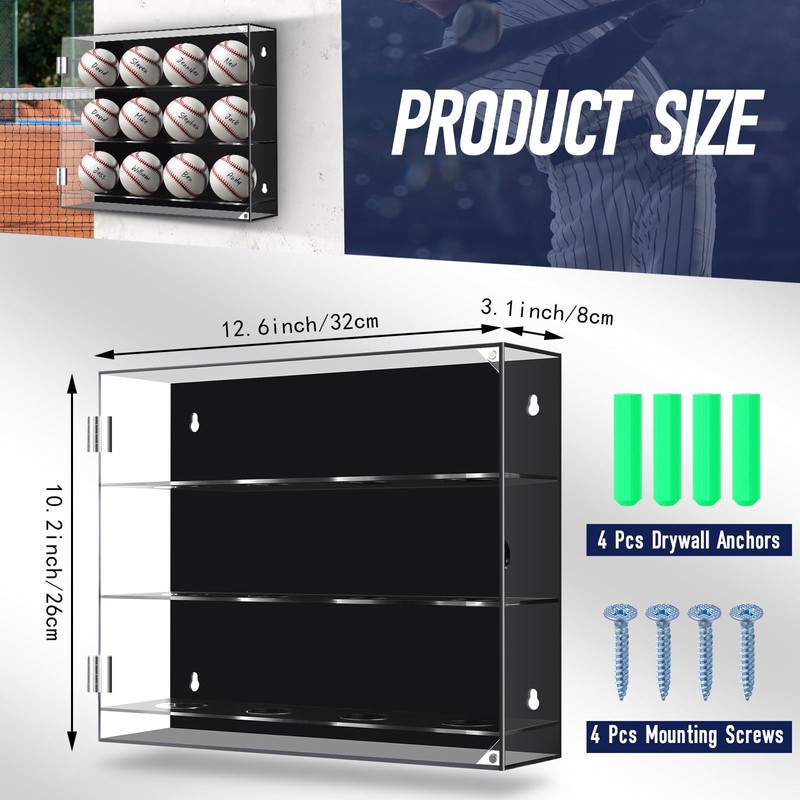 Colingmill Acrylic Baseball Display Case Wall Mounted Display Holder Shadow