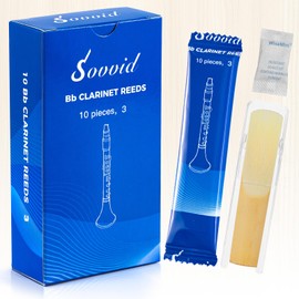 Sovvid Handcrafted Bb Clarinet Reeds 3.0 – Natural Cane, Warm & Rich Tone, Durable & Consistent, Thinner Tip for Easy Play, Individually Packed with Reed Case (Box of 10)