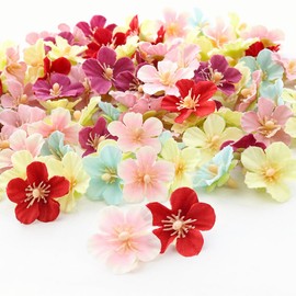 NAIHOD 100 Pcs Artificial Silk Blossom Flowers Heads Faux Flowers Colorful Cherry Blossom Petals Fake Peony Daisy Floral Head Decor Craft DIY Dress Accessory Wedding Decorative Party Supply