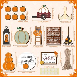 Thanksgiving Tiered Tray Decor Set - 18Pcs Thanksgiving Decorations, Wooden Tray Tray Decorations Autumn Pumpkin Rustic Farmhouse Decorative Table Sign for Autumn Thanksgiving Decor