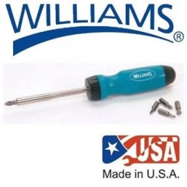 WILLIAMS WRS-1 Magnetic Tipped Ratcheting Screwdriver With 5 Bits (Made In USA)